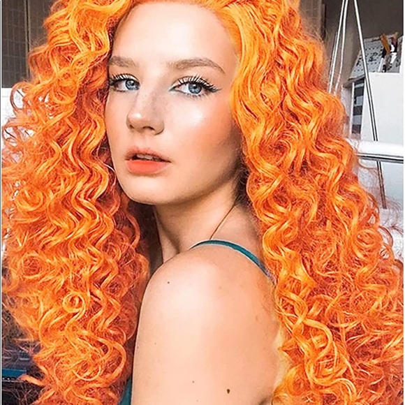 ♥️ 22” ORANGE KINKY CURLY LACE-FRONT FRONT WIG - Picture 1 of 6